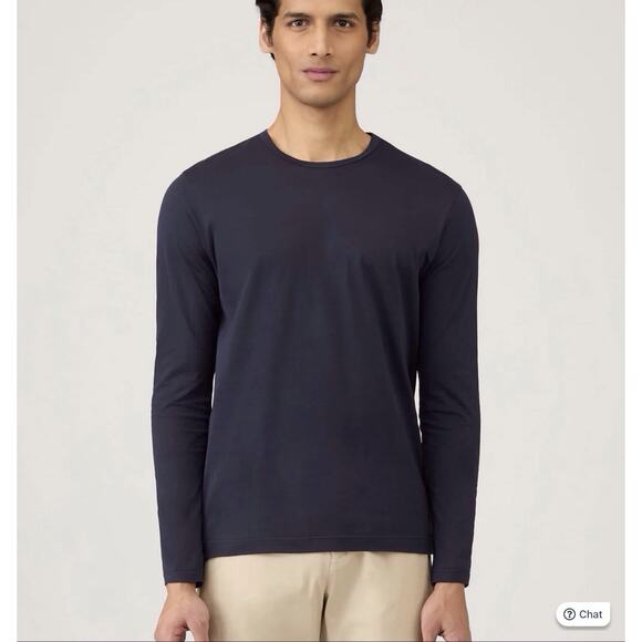 Copied - Sunspel Mens Navy Blue Classic Long Sleeve Crew Neck Shirt Size Small - Picture 1 of 5